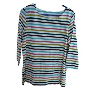St. John's Bay Multicolored Stripes Fitted Long Sleeve Top Sz L